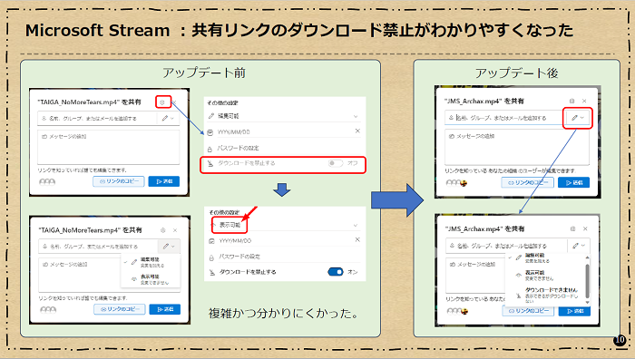Microsoft Stream:共有リンクのダウンロード禁止設定がわかりやすくなった