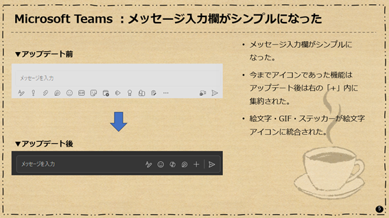Microsoft Teams：メッセージ入力欄がシンプルになった