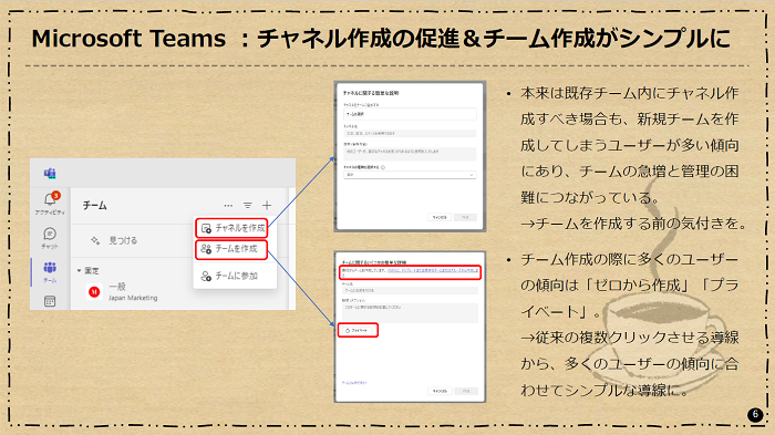Microsoft Teams：チャネル作成の促進＆チーム作成がシンプルに
