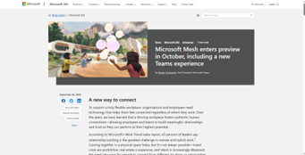 Microsoft Mesh がパブリックプレビュー！ Microsoft Teams に3Dのイマーシブスペースが！