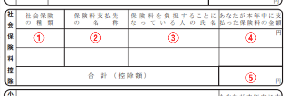 社会保険料控除の申告書