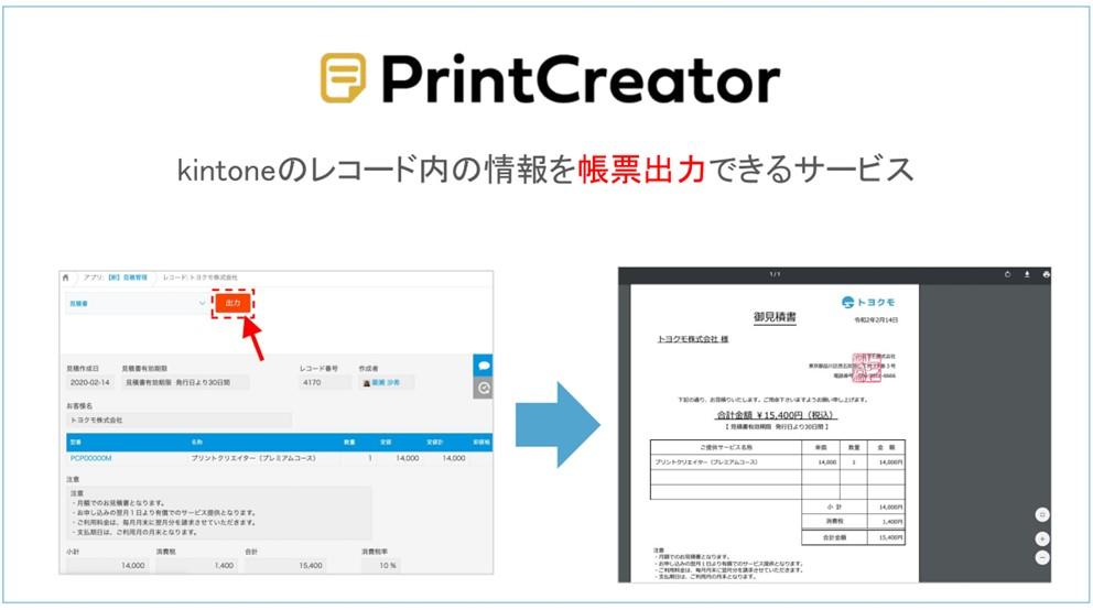 kintoneのデータを定型の帳票に出力「PrintCreator」