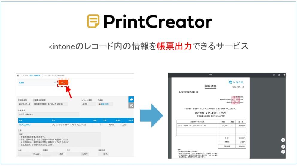 kintoneのデータを定型の帳票に出力「PrintCreator」