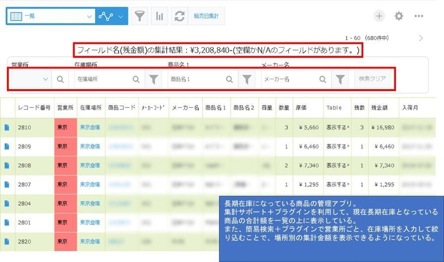 「簡易検索＋」と「集計サポート＋」プラグインを活用した商品管理アプリ
