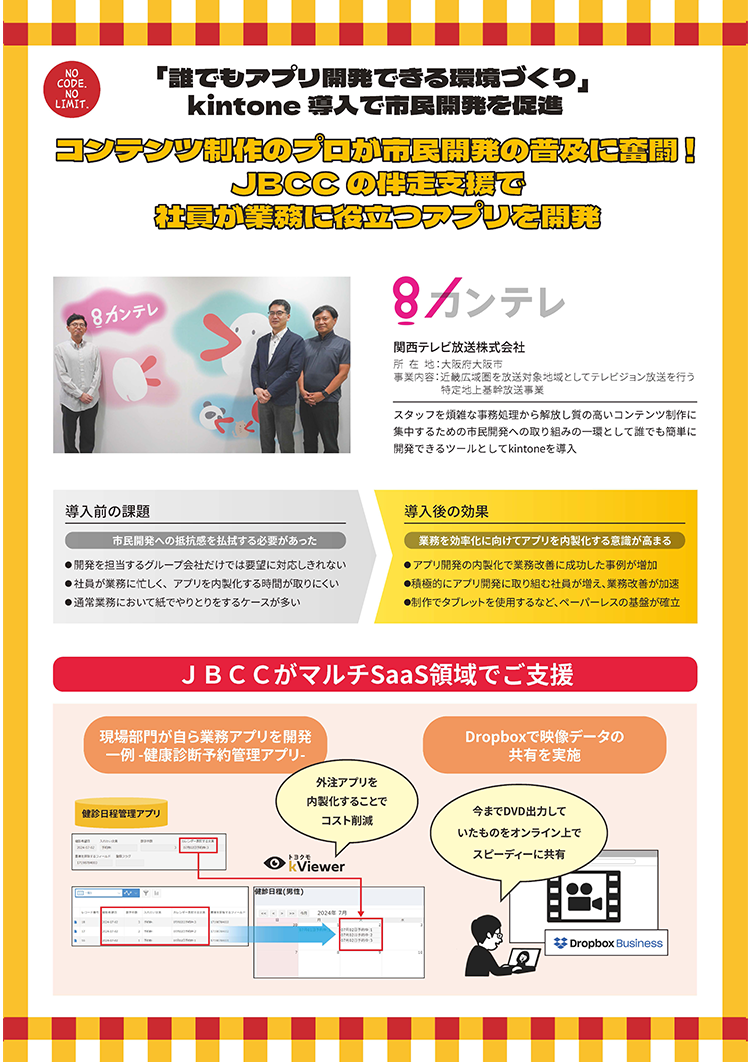 「誰でもアプリ開発できる環境づくり」kintone 導入で市民開発を促進 関西テレビ放送株式会社